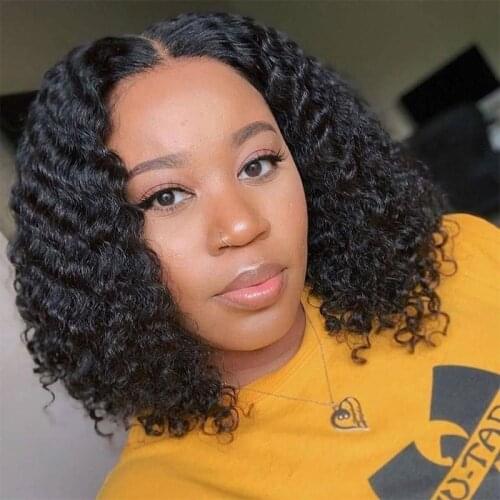 Beauty Queen 4x4 Lace Closure BOB Wigs 4x4 Middle Part Curly Wave Lace BOB Wig Brazilian Human Hair Pre-plucked Baby Hair Wigs