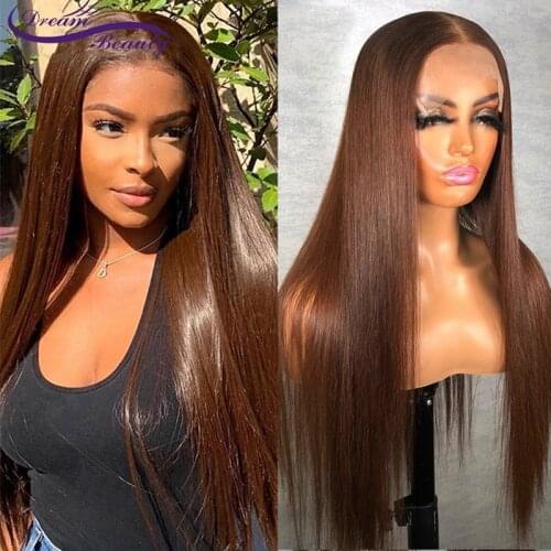 13x6 Lace Front Human Hair Wigs Brazilian Wigs 180% Straight Brown Color Lace Frontal Wigs For Black Women PrePlucked Human Hair