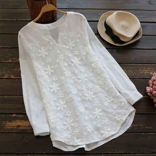 Casual Loose Long Sleeve White Blouse Women Spring Autumn V-neck Lace Y2K Clothes Oversize Plus Size 5XL Shirt Top Office Lady