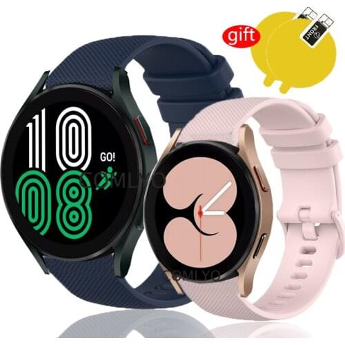 Galaxy watch 4 Strap Silicone Smartwatch Band for Galaxy Watch 4 Cclassic 42MM 46MM Bracelet Wristband belt Screen Protector