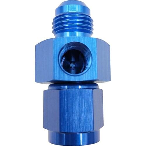 Blue Aluminum Anodized -4 AN Male to Female -4 AN with 1/8" NPT Gauge/Gage Port Hose Tube Adaptors Fitting Pressure Take Off