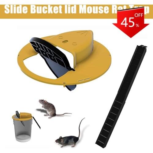 Flip N Slide Bucket Lid Mouse Rat Mouse trap Reusable Plastic Smart Mouse Trap Humane Or Lethal Trap Door Style Multi Catch