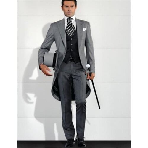 TPSAADE Groom tuxedo mens clothing custom wedding suit navy blue father costume grooms clothing (coat + pants + vest)