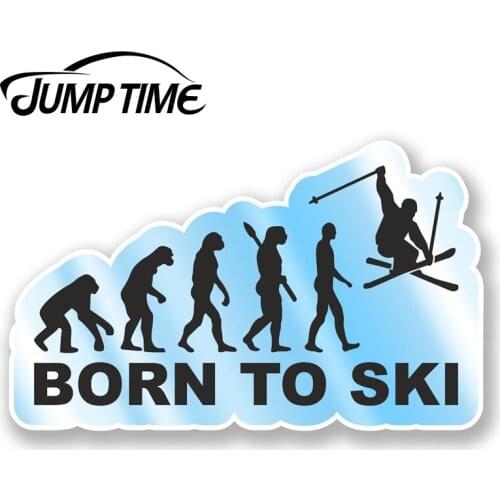 Jump Time for Born to Ski Vinyl Sticker Laptop Helmet Skiing Mountains Gift Fun Decal Rear Windshield Waterproof Car Accessories