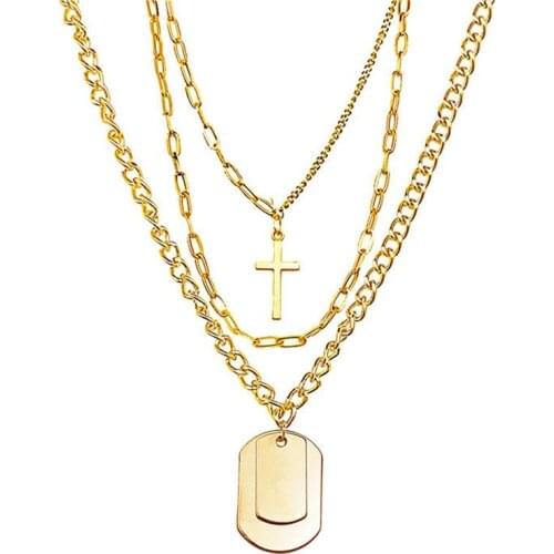 Vintage Multi Layered Womens Necklaces Cross Gold Color Necklaces Bohemia Fashion Long Pendant Necklace 2021 Jewelry
