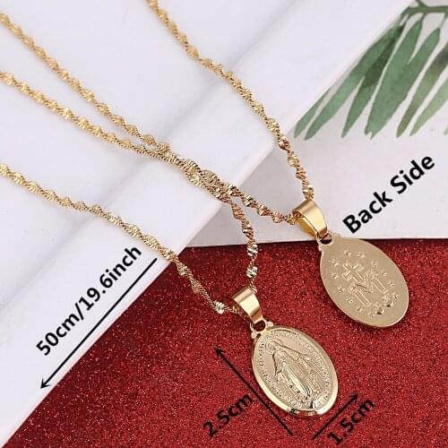 Virgin Mary Pendant Necklace for Women Girls Our Lady Jewelry Wholesale Godness Cross Trendy Necklaces