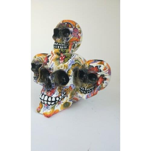 HORROR SKULL DECORATION RESIN HUMAN SKELETON SKULL COLOR FLOWER PAINTING HALLOWEEN HOME BAR TABLE DESKTOP DECORATION CRAFT GIFT