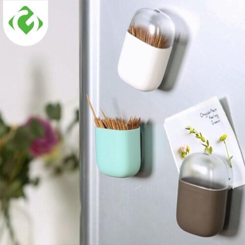 Toothpick Storage Case Portable Toothpick Dispenser Magnetic Toothpick Box ABS Plastic Fridge Magnet 1Pc Toothpick Holders