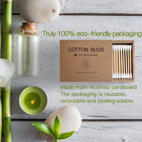 10 Boxes 1000/2000 stick Bamboo Cotton Swabs Two Tipped Cotton Buds Organic Cotton Applicator Stick Craft Paper Packaging