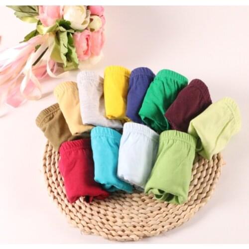 12pcs/Lot Solid Color Boys Briefs Kids Underewears Baby Underwear Suit 1-11years