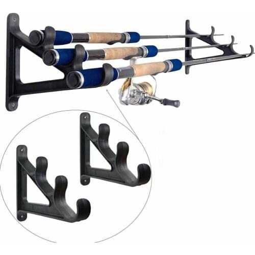 1 Pair Of Fishing Rod Storage Wall Rack Practical Tool Fishing Pole Rack For 3 Rods Hard Plastic Holder 205*170mm