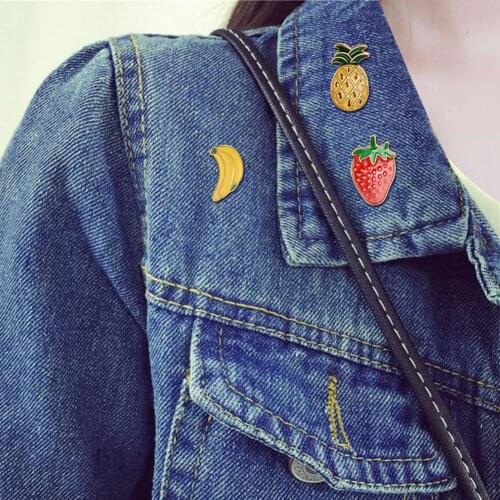 3Pcs/Set Cartoon Banana Pineapple Enamel Badge Collar Brooch Pin Clothes Jewelry