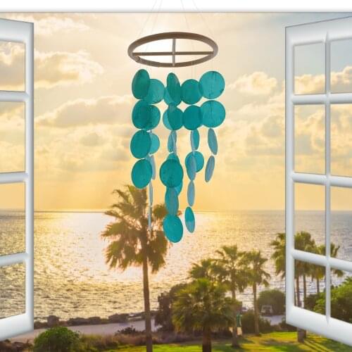 40# Shell Wind Chimes Garden Decoration Outdoor Home Decor Pendants Vintage Window Hanging Yard Garden Decor Rainbow Suncatchers