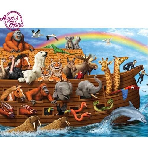 5D DIY diamond embroidery animals on the boat diamond painting Cross Stitch full square Rhinestone mosaic home decoration