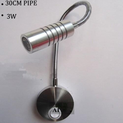 3W Aluminum Gooseneck Wall Mounted Bedside Reading Lights Funiture Led Lamp Pluming Hose Lighting