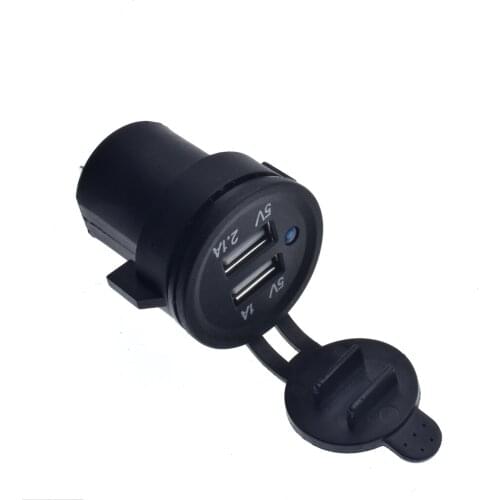 12V Dual USB Port Car Charger Socket Plug Cigarette Lighter Outlet For Auto Boat Waterproof Mobile Phone Charging Adapter