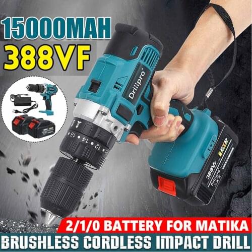 Drillpro 3 IN 1 Brushless Electric Drill 90N.m Screwdrive Hammer Power Tool 15000Amh Battery Drill Driver For Makita Battery