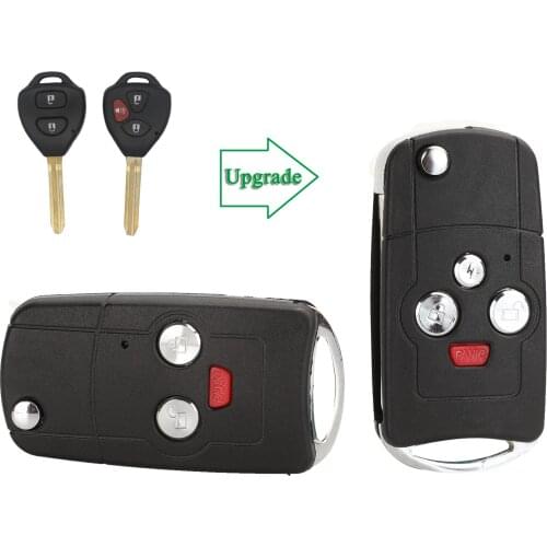 Bilchave 3/4 Buttons Modified Flip Folding Remote Key Shell For Toyota RAV4 Camry Avalon Corolla Matrix Uncut Blade Replacement