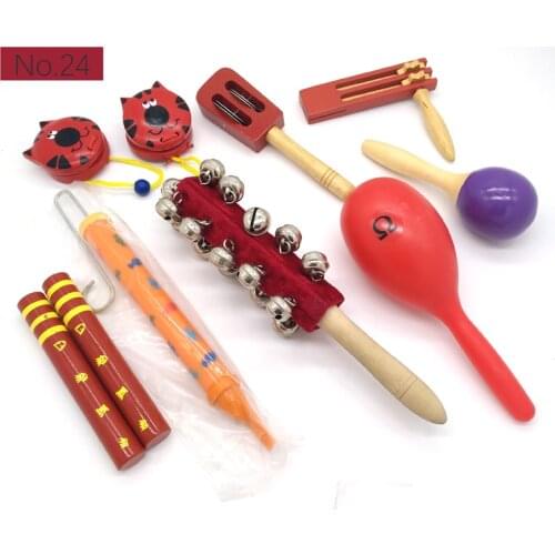 BIG SALE 6pc new musical instruments toy set wooden percussion instruments for baby preschool kids music rhythm educational