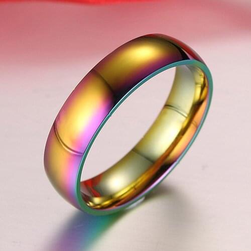 BONISKISS Simple Rainbow Stainless Steel Pride Ring for Lesbian & Gay Wedding Engagement Band Man Jewelry wholesale