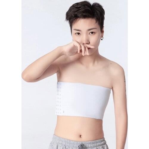 Tomboy Bra Les Lesbian Slim Chest Breast Buckle Shape Tank Top Undershirt Boob Tube Top Strapless Bandeau Casual Bust Shapers