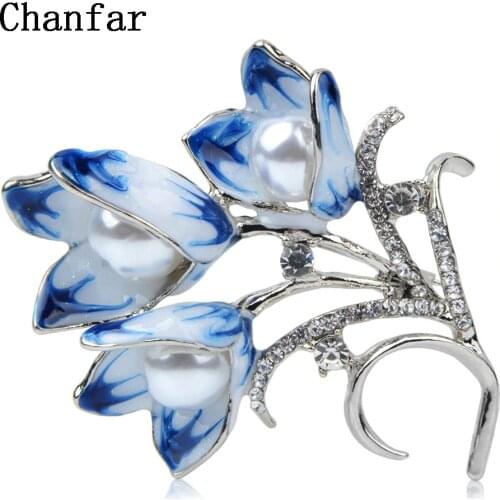 Chanfar Fashion Metal Flower Brooch Pins Metal Pearl Scarf Pins Wedding Accessories Christmas Gift Wholesale