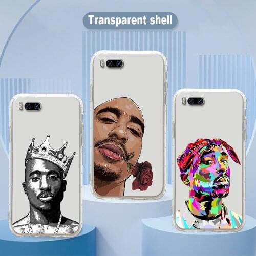 Rapper 2pac singer Phone Case Transparent For Xiaomi Mi Max Note 3 A2 A3 8 9 9T 10 Lite Pro Ultra transparent art hoesjes pretty