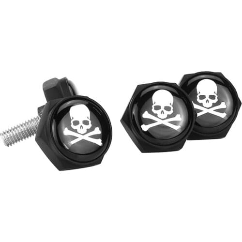 Skull Logo License Plate Bolts Frame For Honda CRV Hyundai Toyota RAV4 Nissan Renault Scenic Mitsubishi Abarth Ford Screw Badge