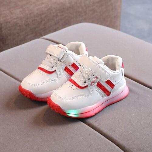 Childrens 2021 casual fall shoes, led sports sneakers for toddler girls and boys, with bright striped lights, girls shoes