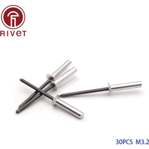 DIN 15974 30pcs M3.2 Aluminum Countersunk Head Closed End Blind Rivet Sealed Blind Rivet Water Air Tightness Rivets