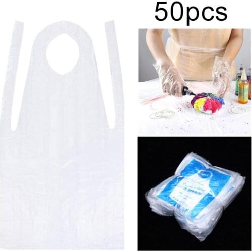 50Pcs Adult Children Disposable Waterproof Transparent Painting Cooking Apron Kitchen Apron For Women Men