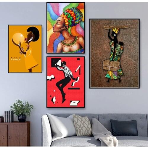 Hd Prints Abstract Picture Fashion Wall Art Charming African Woman Modular Painting Portrait Poster Canvas Bedroom Home Decor