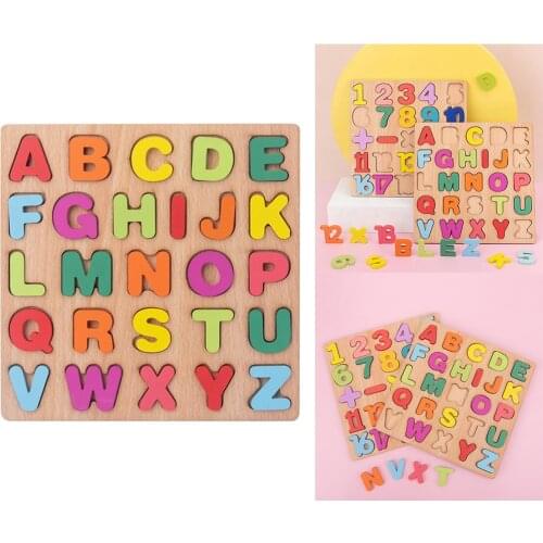 Kids Wooden 3D Alphabet Number Puzzle Baby Colorful Letter Digital Geometric Educational Toy For Toddler Boy Girl Gift