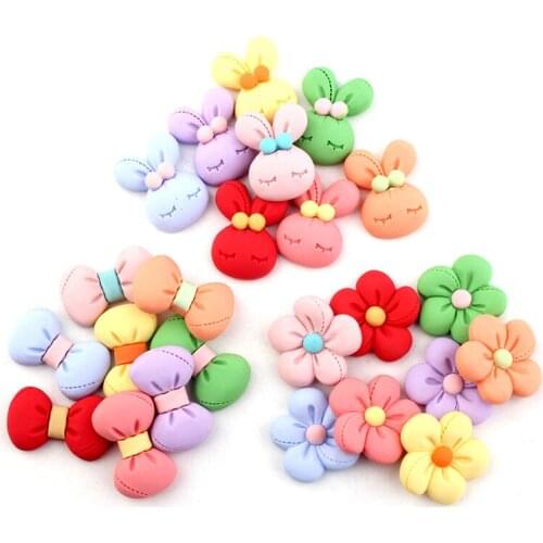 New Multicolors Resin Cabochons Kawaii Ribbon Bow Flower Animal Rabbit Patch Sticker Ornament Accessories Beading Material Cameo
