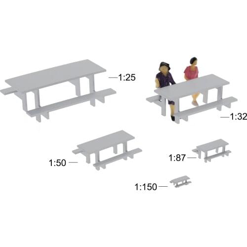 5pcs/10pcs Model Train G O HO N Scale Gray Model Table Chair Camping Outdoor Table Bench Settee Model Scenery