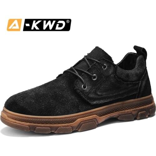 Fashon men shoes 2020 Low Top Work Shoes Black Boots Men Autumn Breathable Mens Boots Casual Werkschoenen Heren Retro Footwear