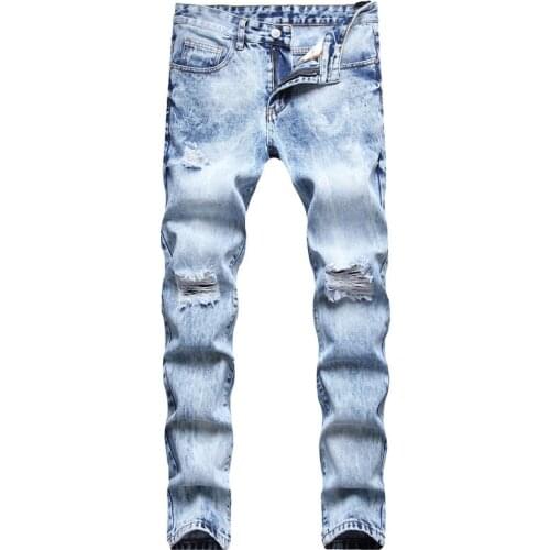 Fashion New Mens Jeans Loose Straight Hole Long Pants Four Seasons Casual Mens Jeans 90s Boyfriend Jeans Trend Plus Size Jeans