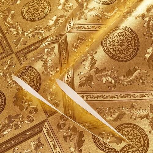 Beibehang European - style wallpaper high - grade gold foil gold silver gold coffee wall paper background papel de parede