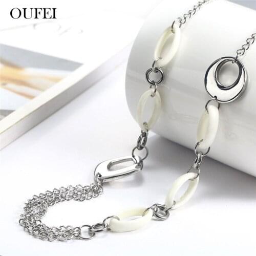 OUFEI Stainless Steel Jewelry Woman Choker Chain Necklace For Women Layered Necklace Female Jewellery Accessories Mass Effect