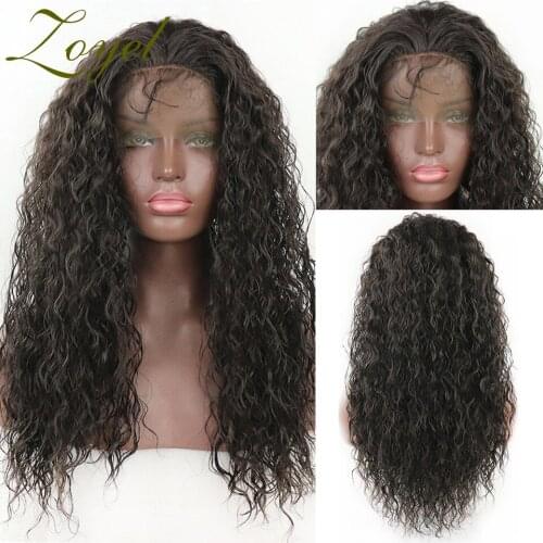 Zoyel Black Long Curly Lace Wigs with Baby Hair for Women kinky Curly Hair Synthetic Lace Front Wigs Heat Resistant Fiber