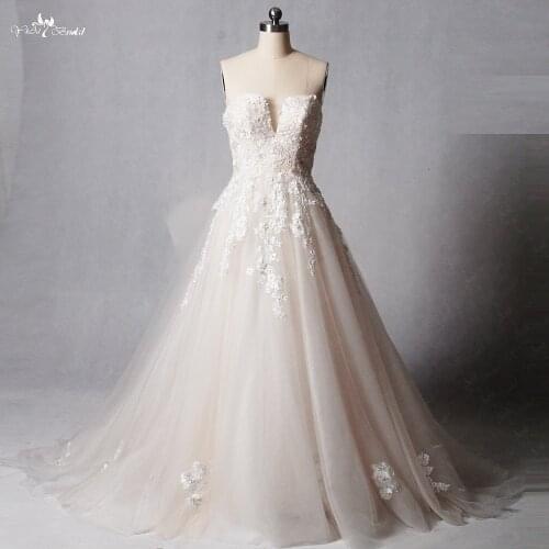 RSW1252 A-Line Champagne Colored Wedding Dresses