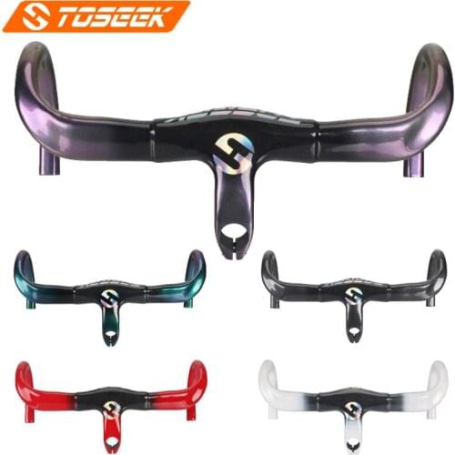 TOSEEK Road Bike Carbon Handlebar Curved Handlebar Ntegrated Curved Handlebar Bike Accessories