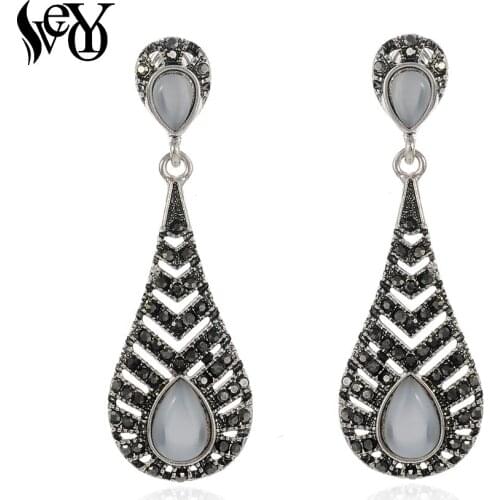 VEYO Ethnic Drop Earrings for Women Vintage Hollow out Gold / Sliver Color Dangling Earrings Wholesale Pendientes