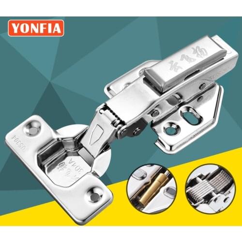 YONFIA Stainless Steel 304 Hydraulic Clip On Detachable Cabinet Hinges Damper Buffer Soft Close Kitchen Cupboard Furniture Hinge