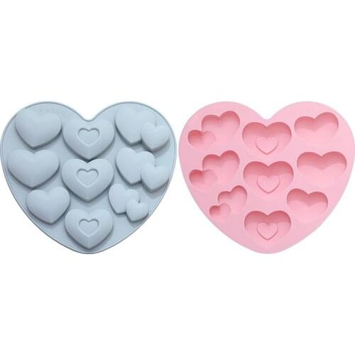 9 Cells Love Heart Style Chocolate Molds High Temperature Resistance Material Silicone Baking Mold For Pastry Cake Kitchen Tools