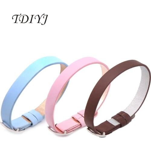 TDIYJ New Arrival KEEPER 22CM Single Wrappable Reversible Color Leather Keepers Bracelet fit for Charms as Women Gifts 12Pcs