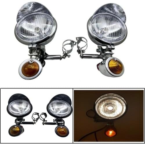Universal Motorcycle Front Auxiliary Light Driving Spot Fog Lamp With Bar Bracket 33-43 MM Fork Motorbike Turn Signal Indicator
