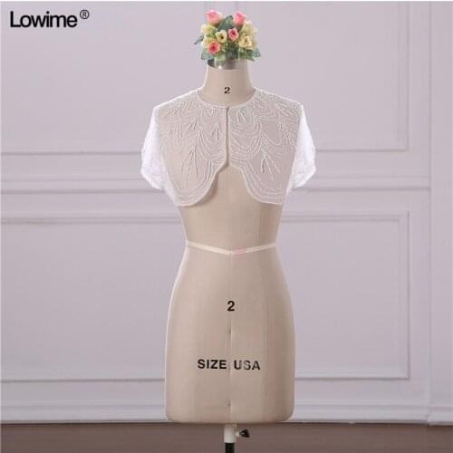 In Stock Wholesale Full Beading Wedding Jacket Tulle Bridal Bolero Shrugs Wraps Capes Wedding Accessories