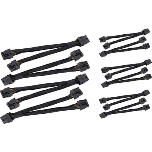 10Pcs 8Pin PCI-E PCI Express Graphics Video Card GPU VGA 8 Pin Female To Dual GPU 8(6+2 )Pin Male Sleeved 8Pin Splitter