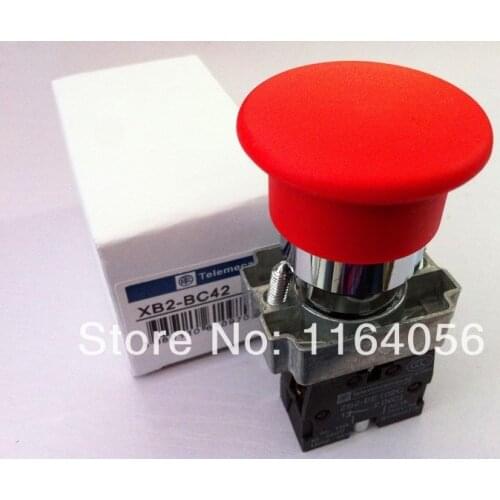 XB2BC42C 1 NC Momentary Mushroom Head Push Button Switch N/C Red